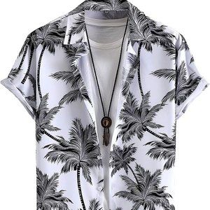 Men's Floral Button Down Hawaiian Shirt Short Sleeves Regular Fit Summer Beach